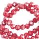Faceted glass beads 4x3mm disc Bonfire red-pearl shine coating